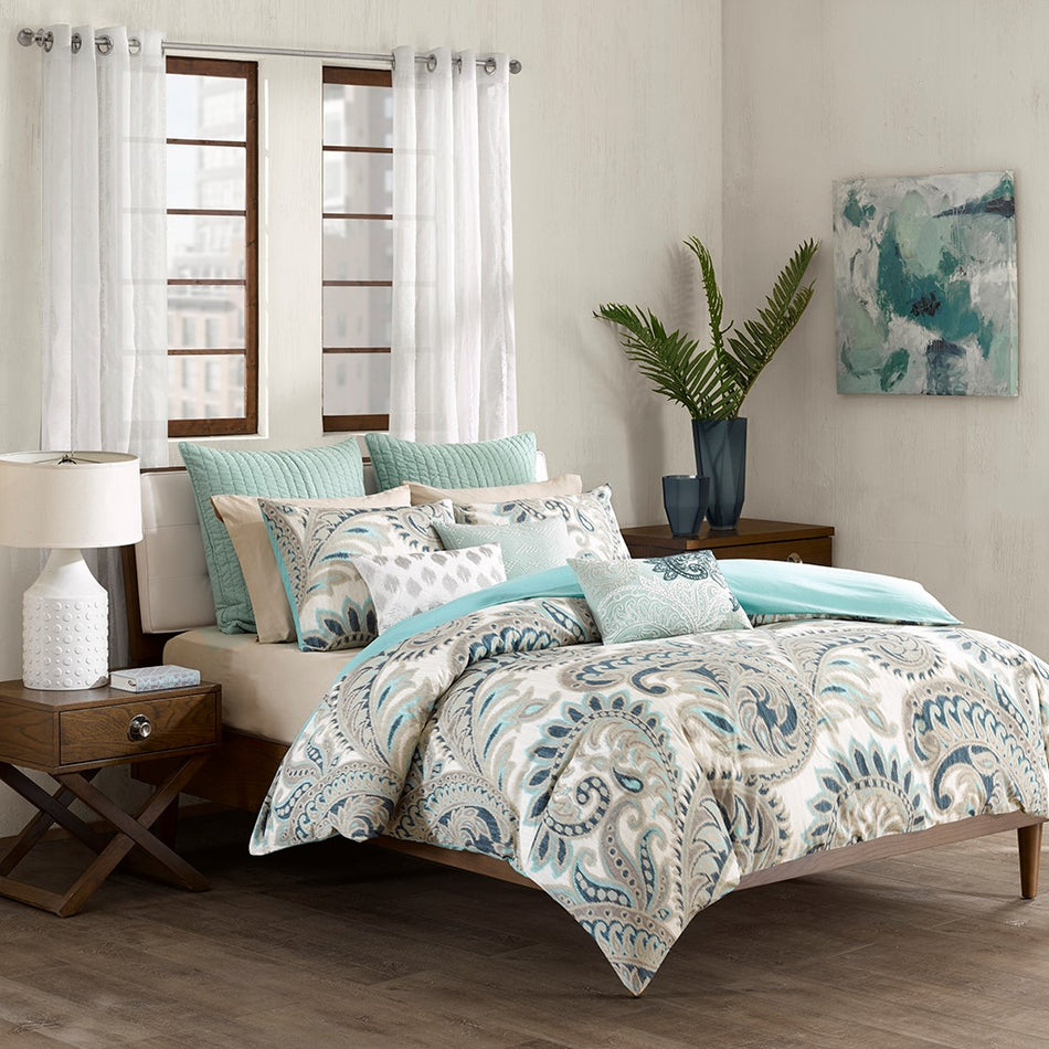 Cario Embroidered Square Pillow - Blue - 18x18"