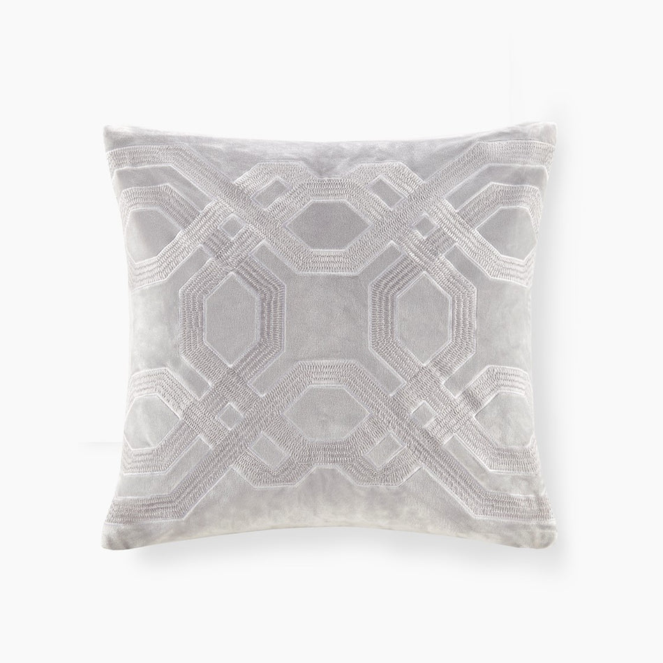 Croscill Classics Biron Square Decor Pillow - Silver  - 18x18" Shop Online & Save - ExpressHomeDirect.com