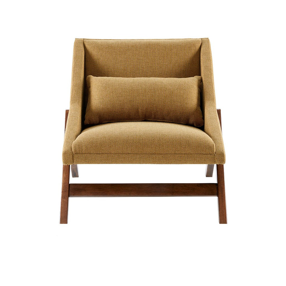 Boomerang Accent Chair - Mustard Yellow / Pecan