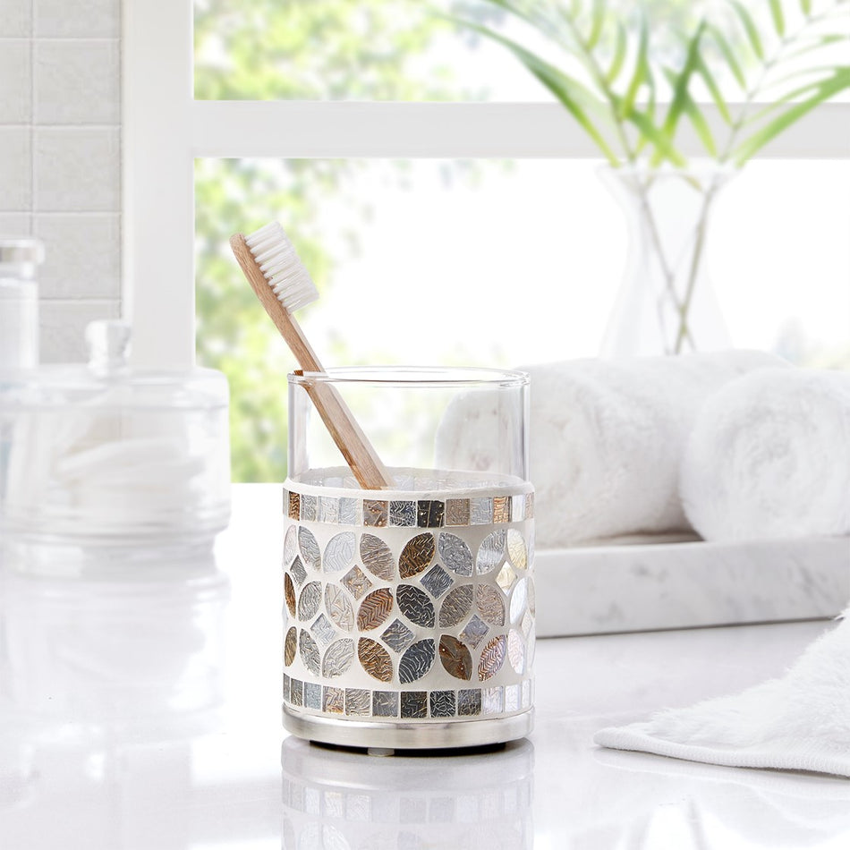 Croscill Seville Mosaic Glass Tumbler - Silver  - One Size Shop Online & Save - ExpressHomeDirect.com